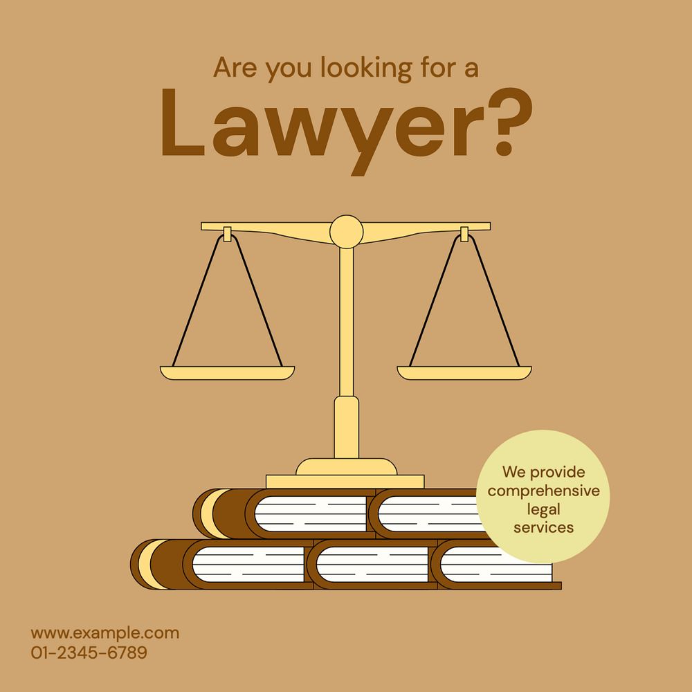 Lawyer Instagram post template, editable text