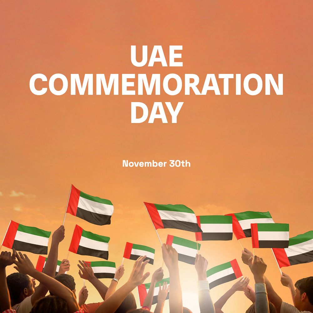 UAE commemoration day Instagram post template, editable design