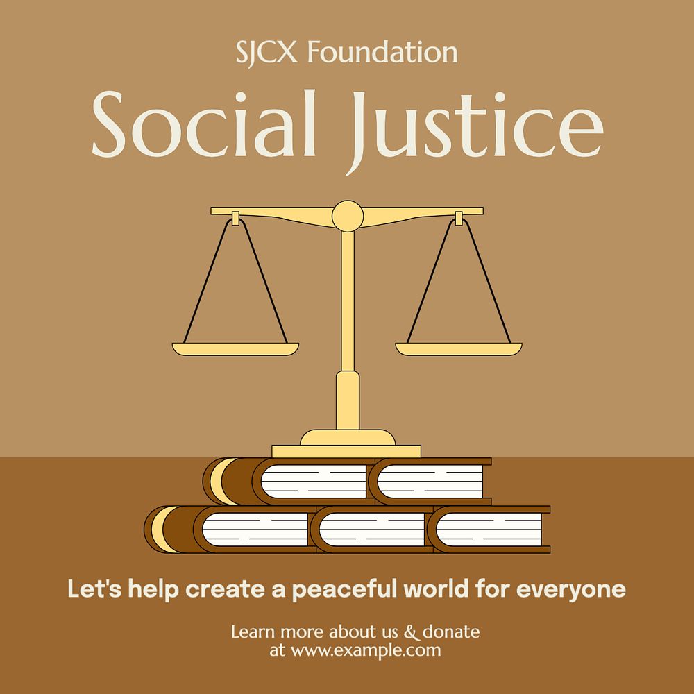 Social justice foundation Instagram post template, editable text