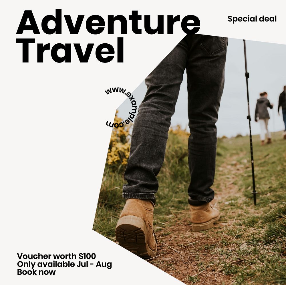 Adventure travel  Instagram post template, editable text