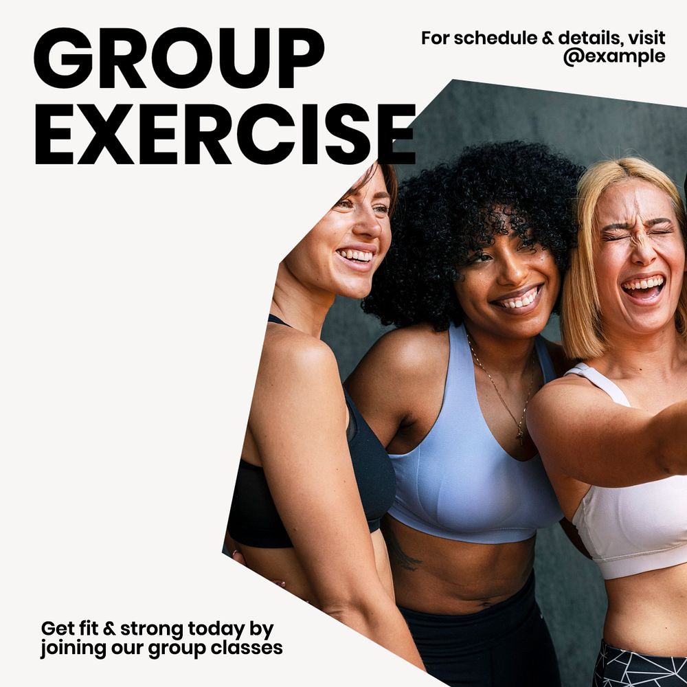 Group exercise  Instagram post template, editable text