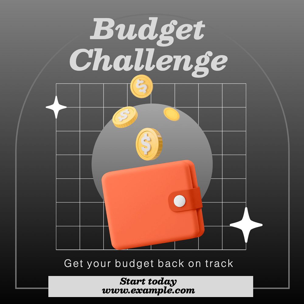 Budget challenge Instagram post template, editable text