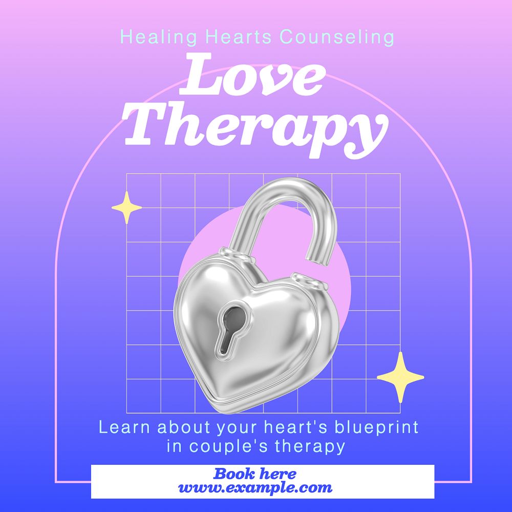 Love's therapy Instagram post template, editable text