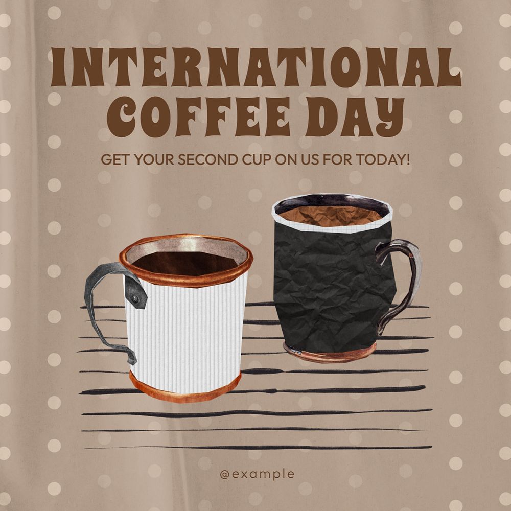 International coffee day Instagram post template, editable text