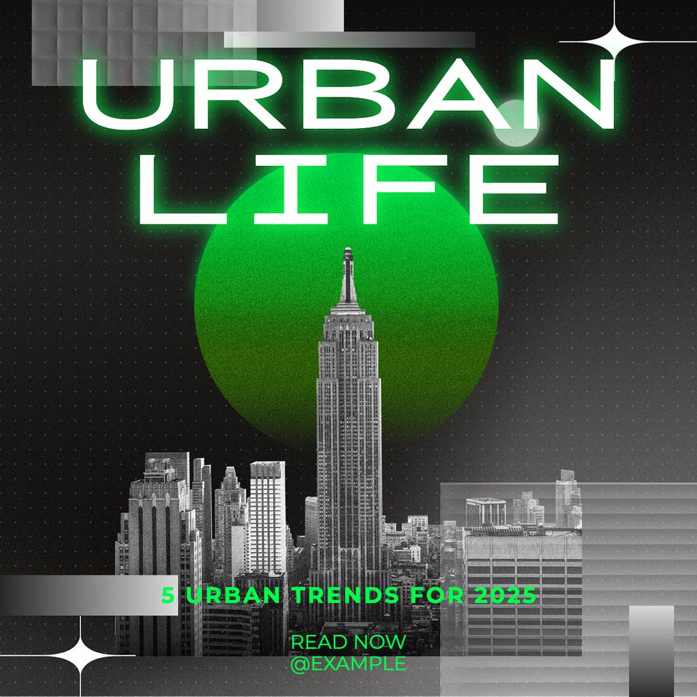 Urban life Instagram post template, editable text