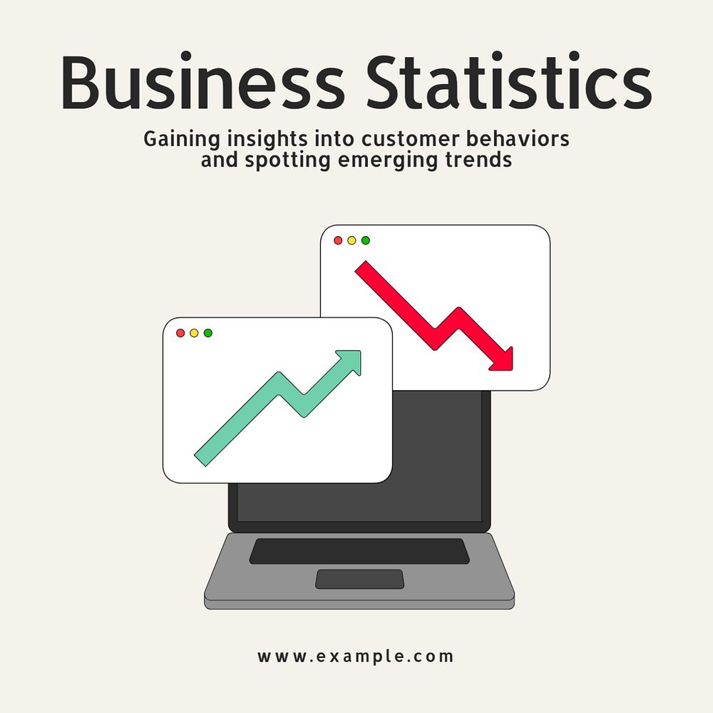 Business statistics Instagram post template, editable text