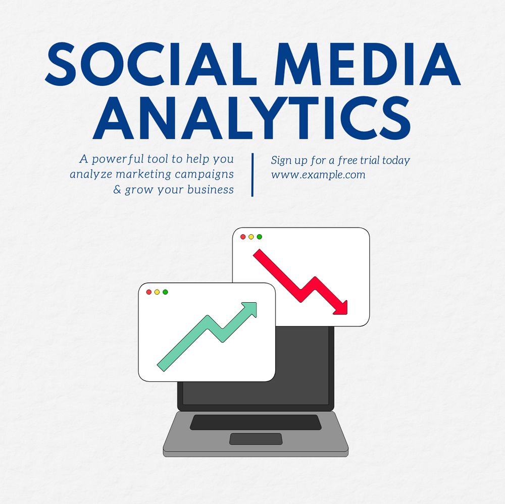 Social media analytics Instagram post template, editable text