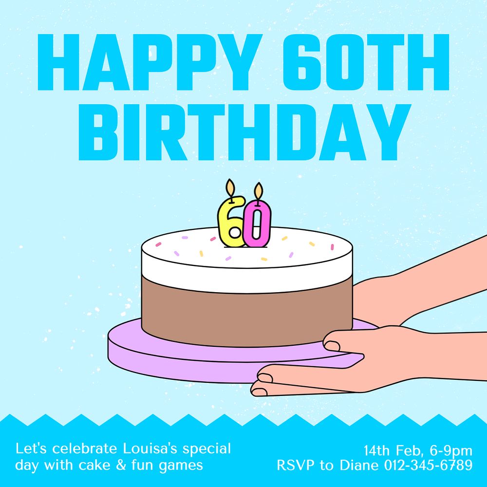 Senior's birthday Instagram post template, editable text