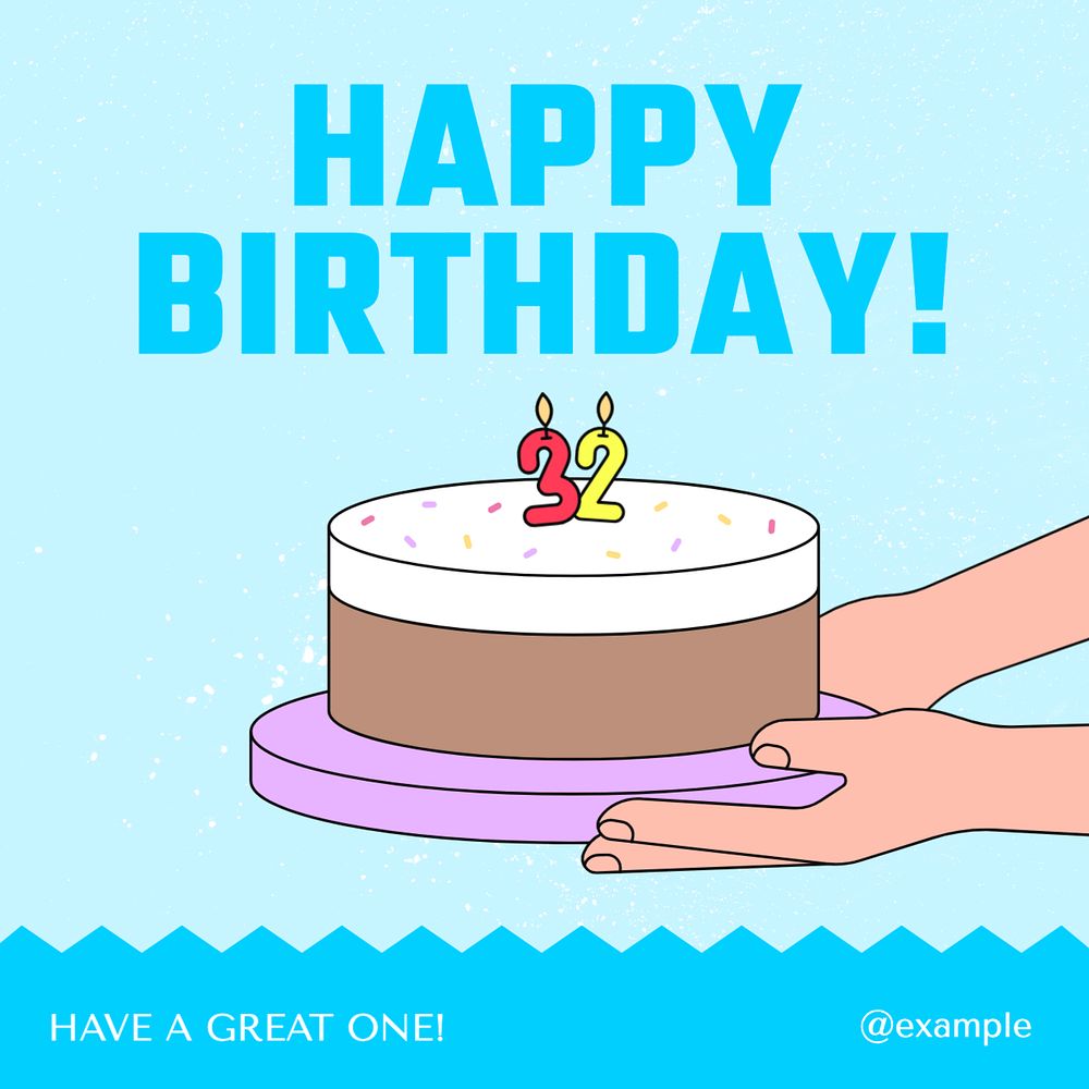 Happy birthday Instagram post template, editable text