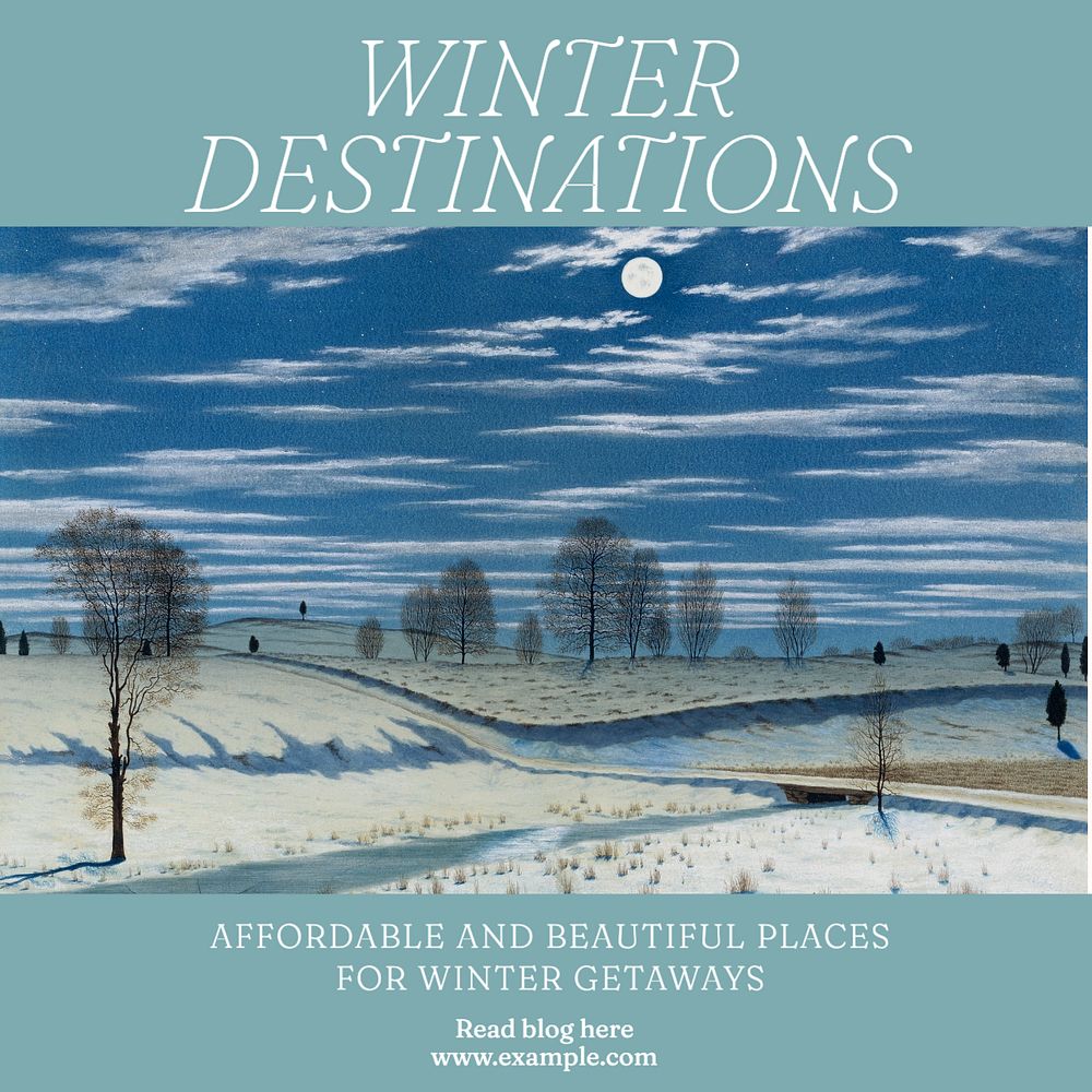 Winter destination Instagram post template, editable text