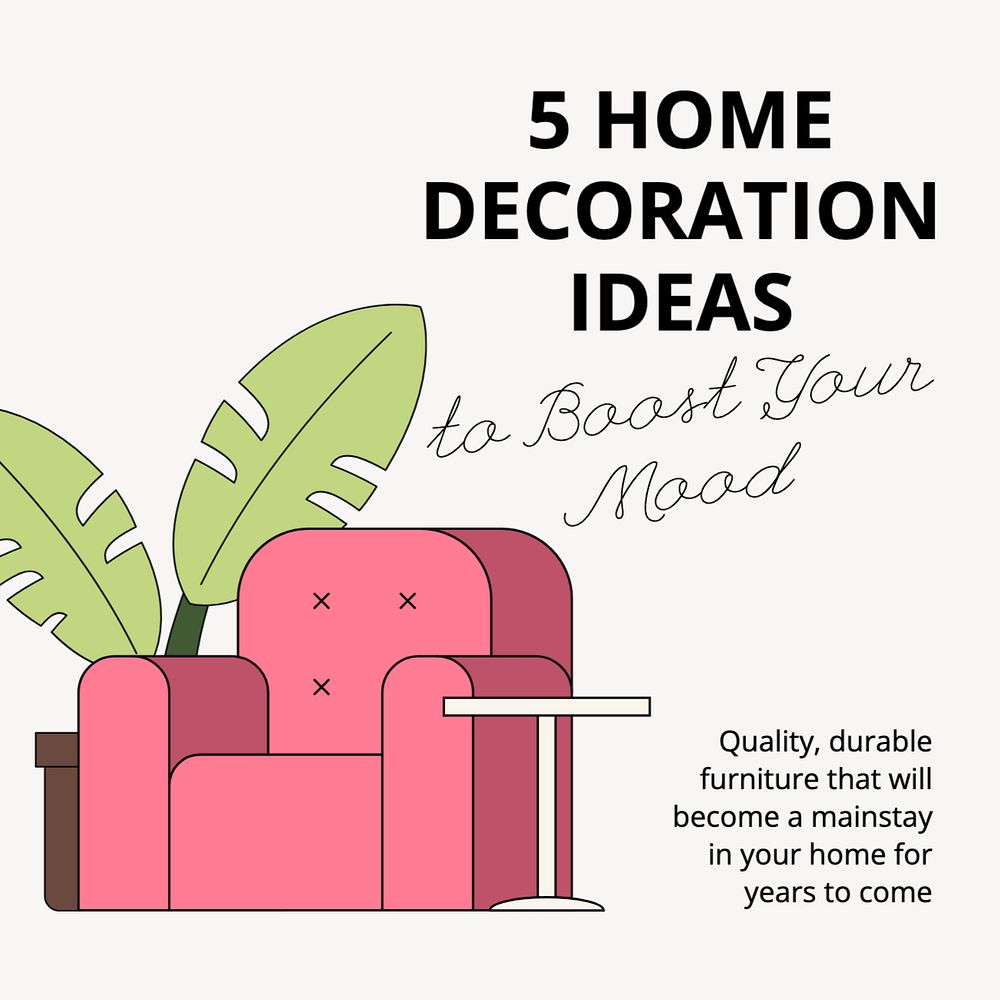 Home decoration ideas Instagram post template, editable text