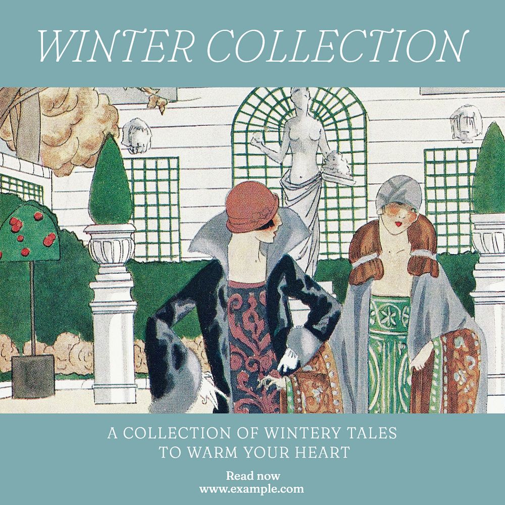 Winter collection Instagram post template, editable text