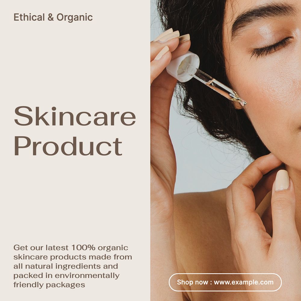 Skincare product Instagram post template, editable text