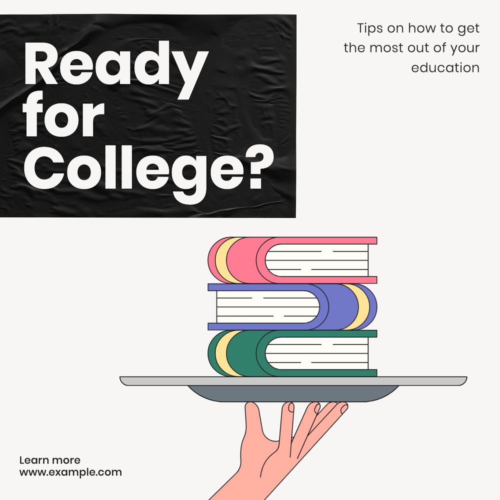 Ready for college Instagram post template, editable text