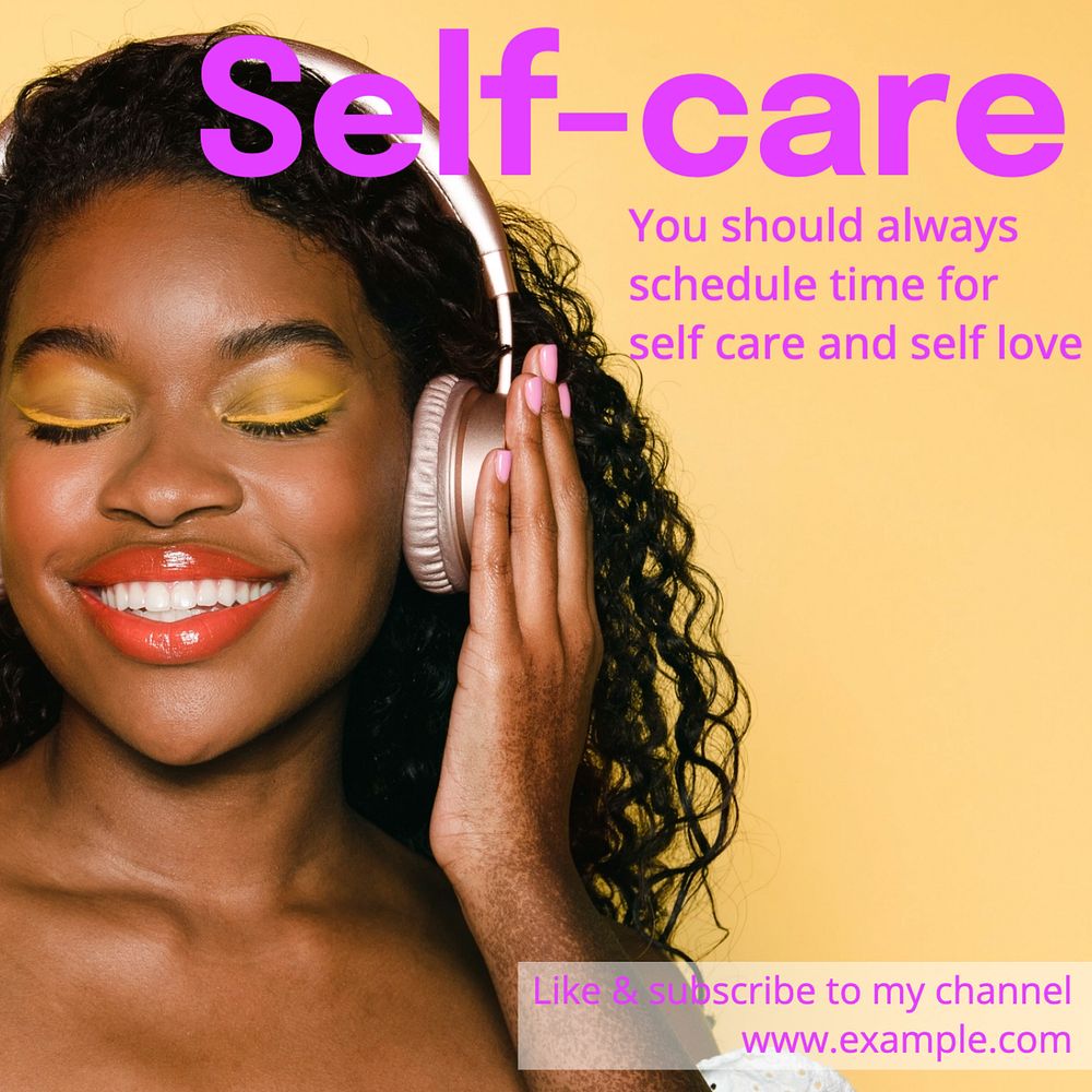 Self-care Instagram post template, editable text