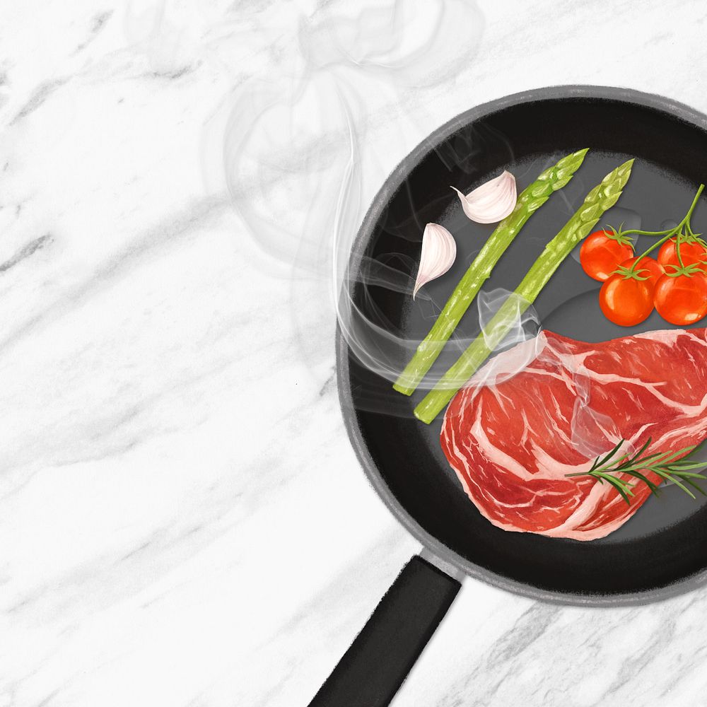 Homemade beef steak background, food illustration, editable design