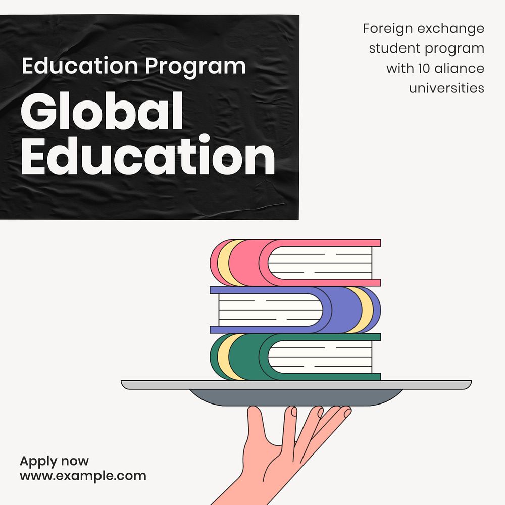 Global education Instagram post template, editable text