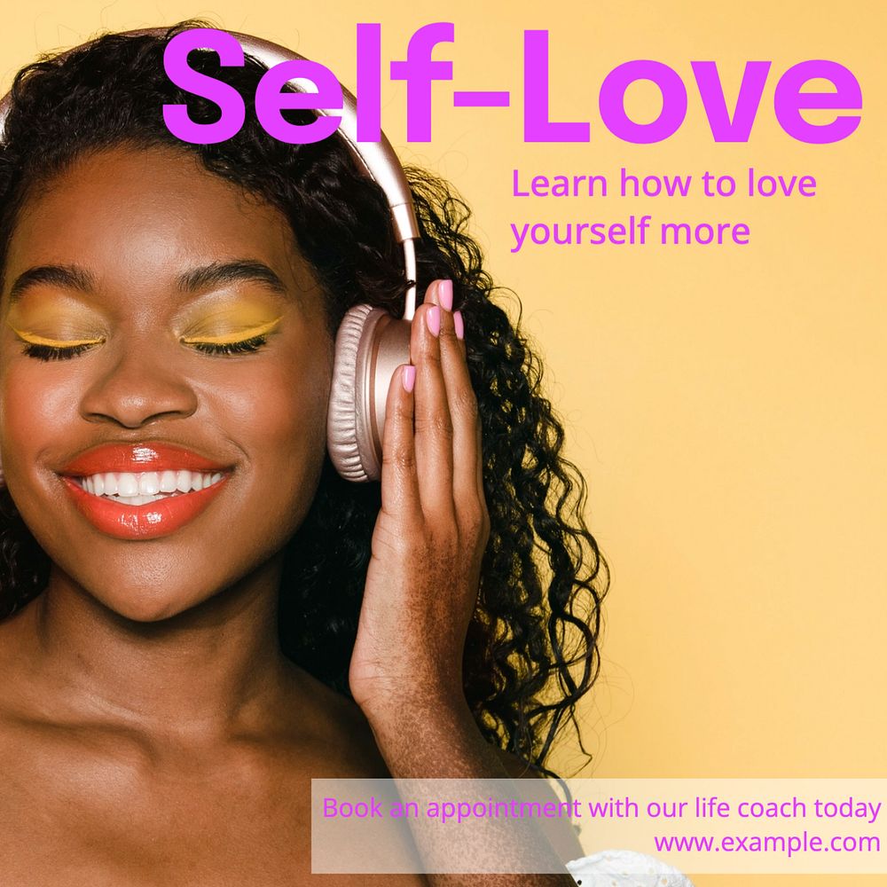 Self-love Instagram post template, editable text