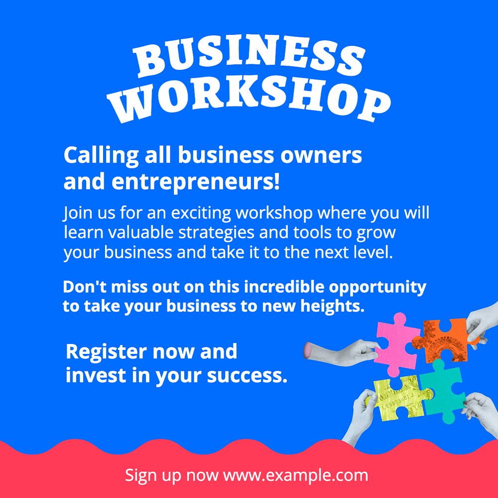 Business workshop Instagram post template, editable text