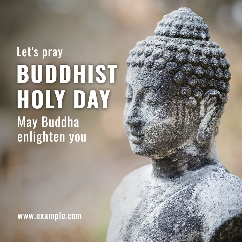 Buddhist Holy Day Instagram post template, editable text