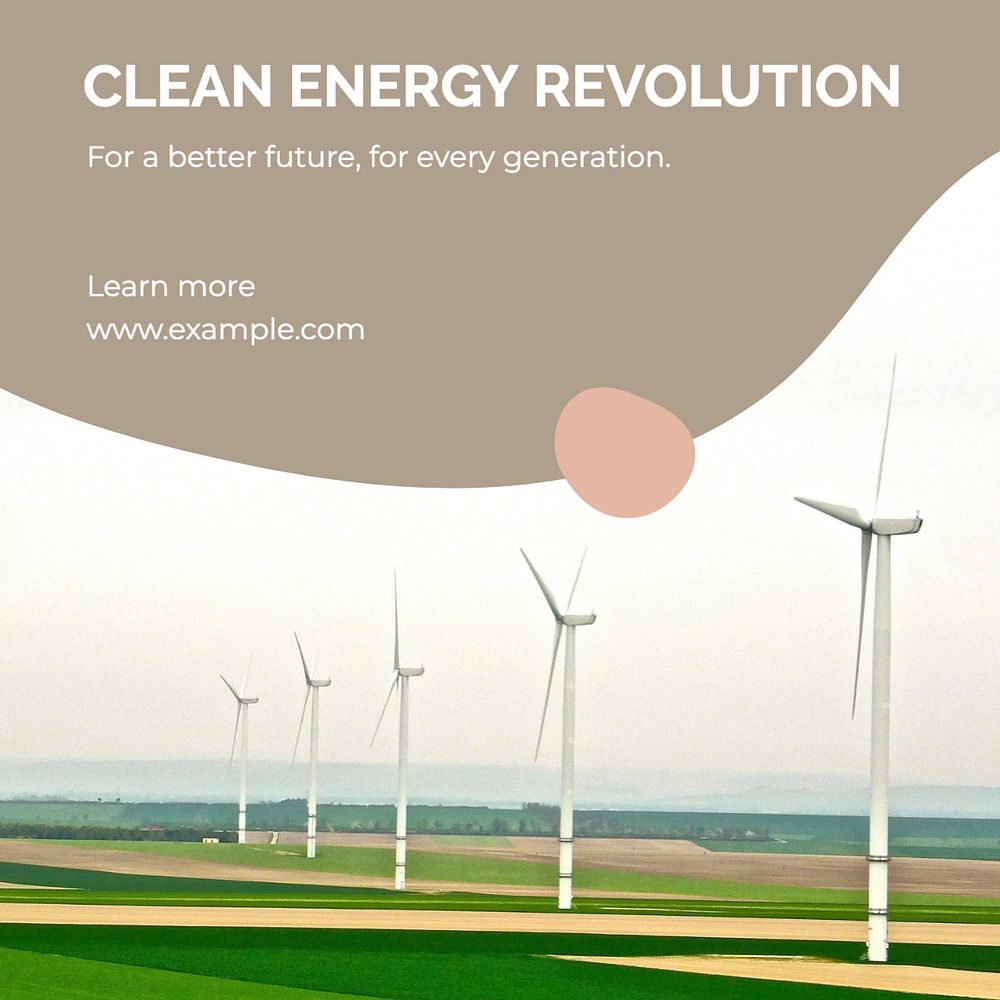 Clean energy revolution Instagram post template, editable text