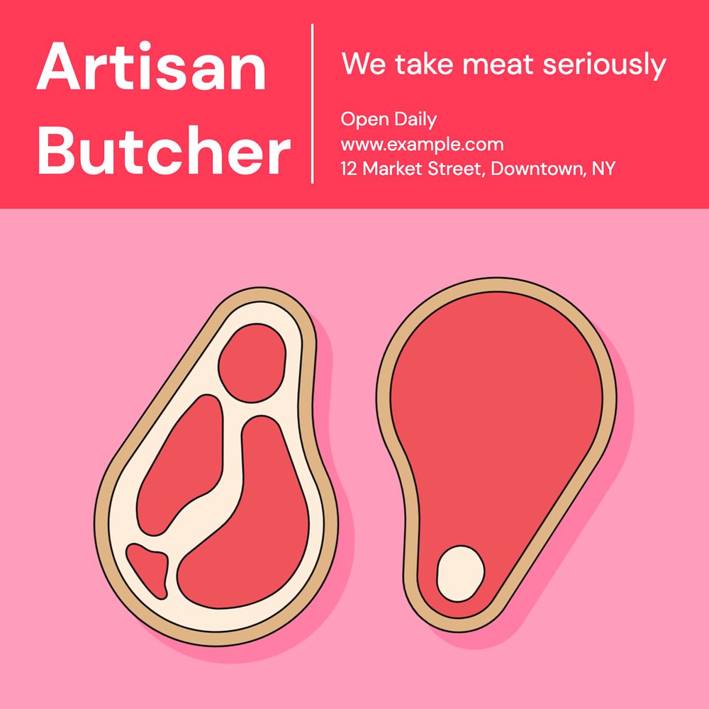 Artisan butcher Instagram post template, editable text