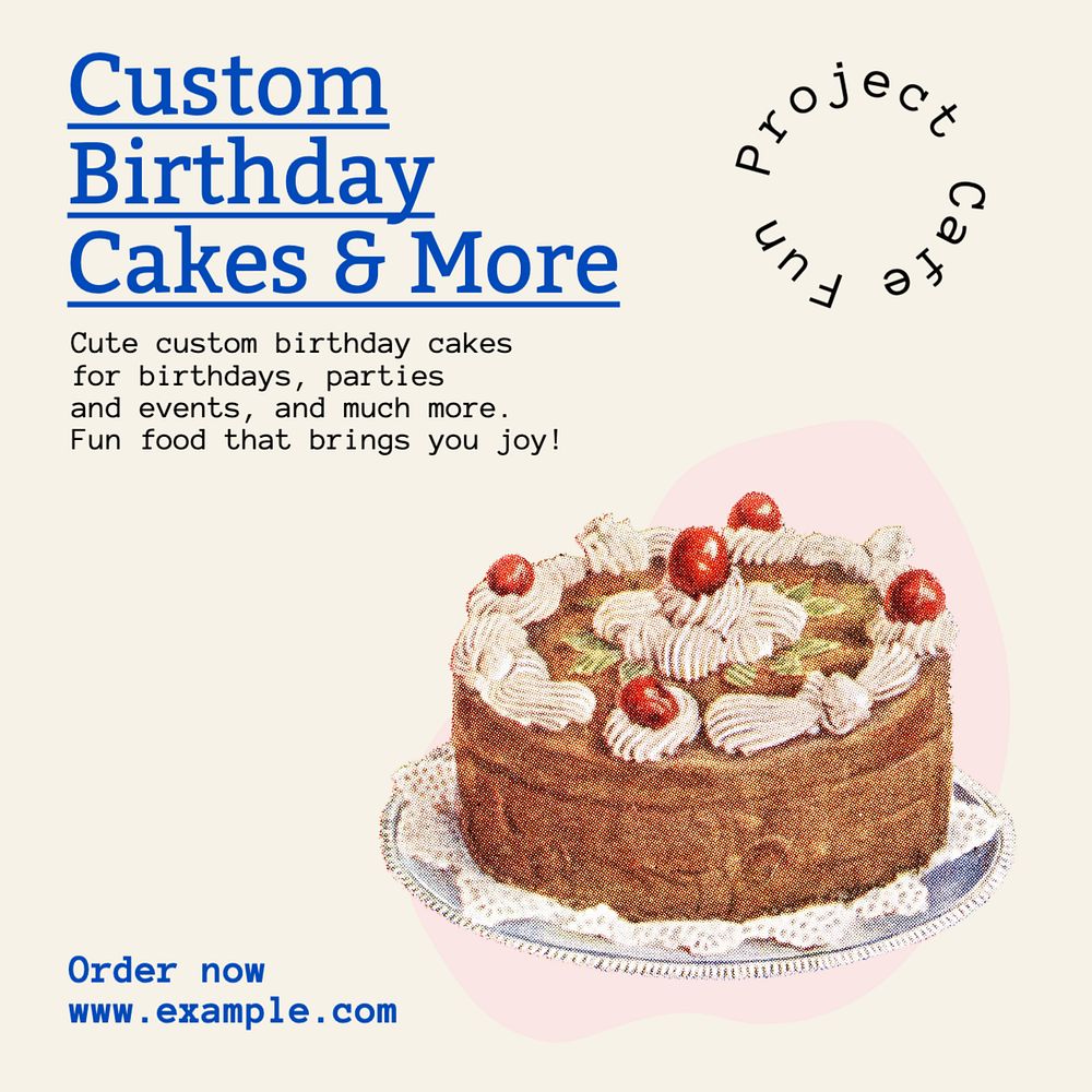 Birthday cakes  Instagram post template, editable text