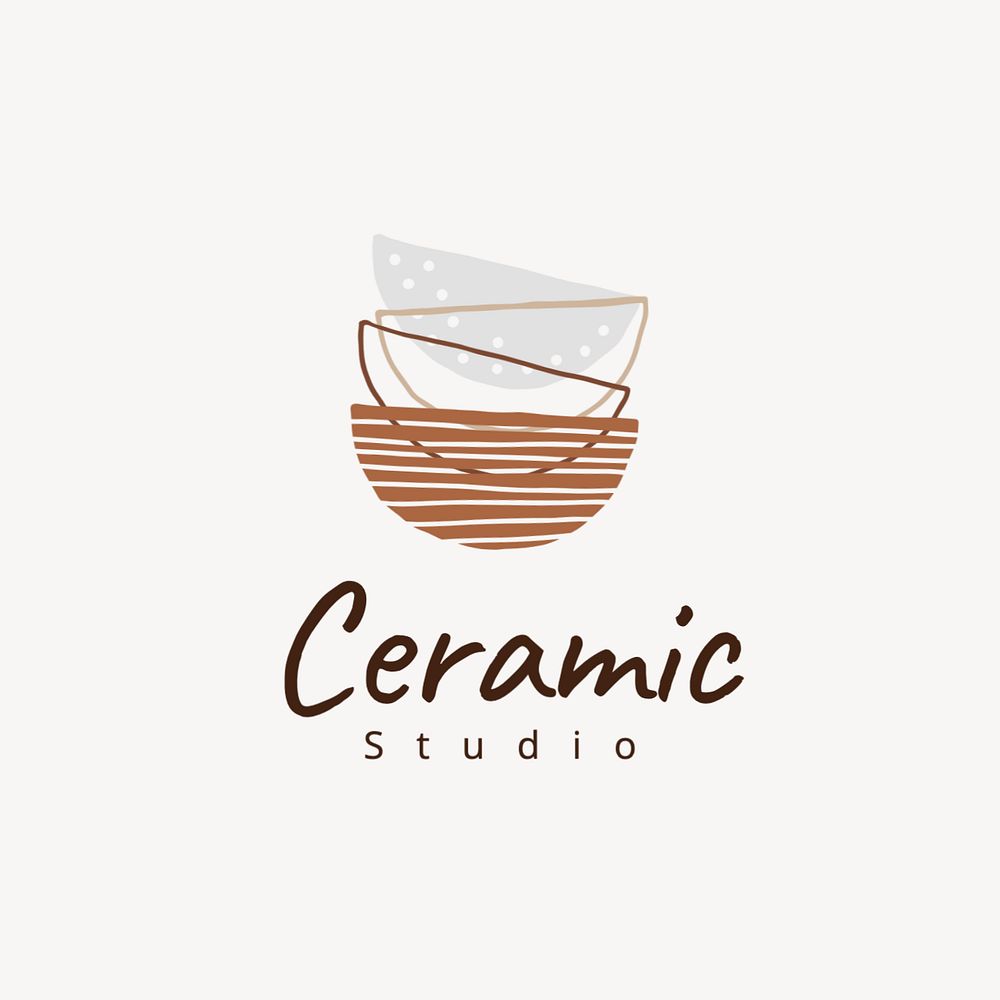 Ceramic studio logo template, editable text