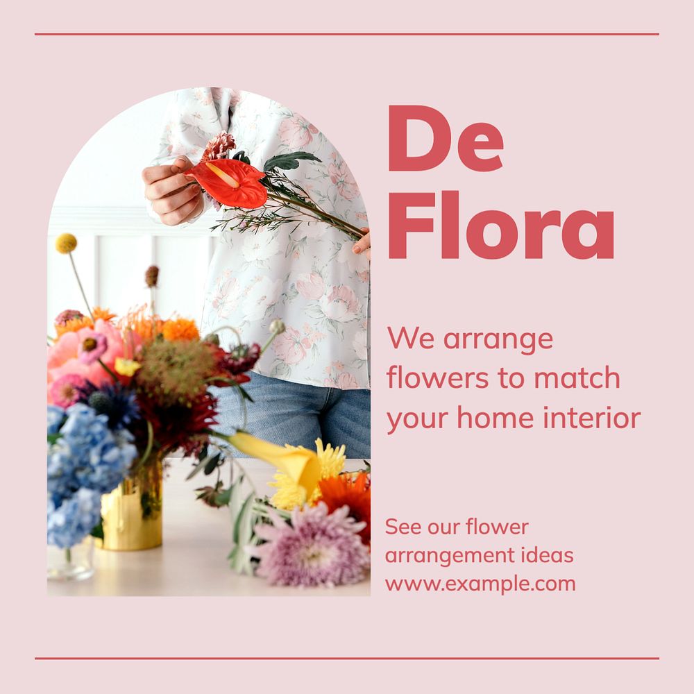 Flower arrangement Instagram post template, editable text