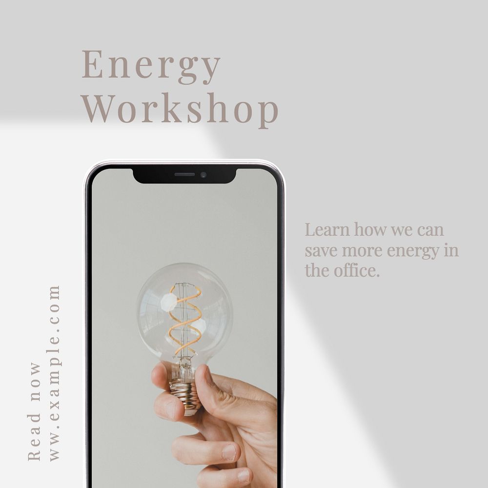 Energy workshop Instagram post template, editable text