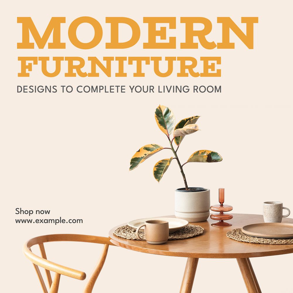 Modern furniture Instagram post template, editable text