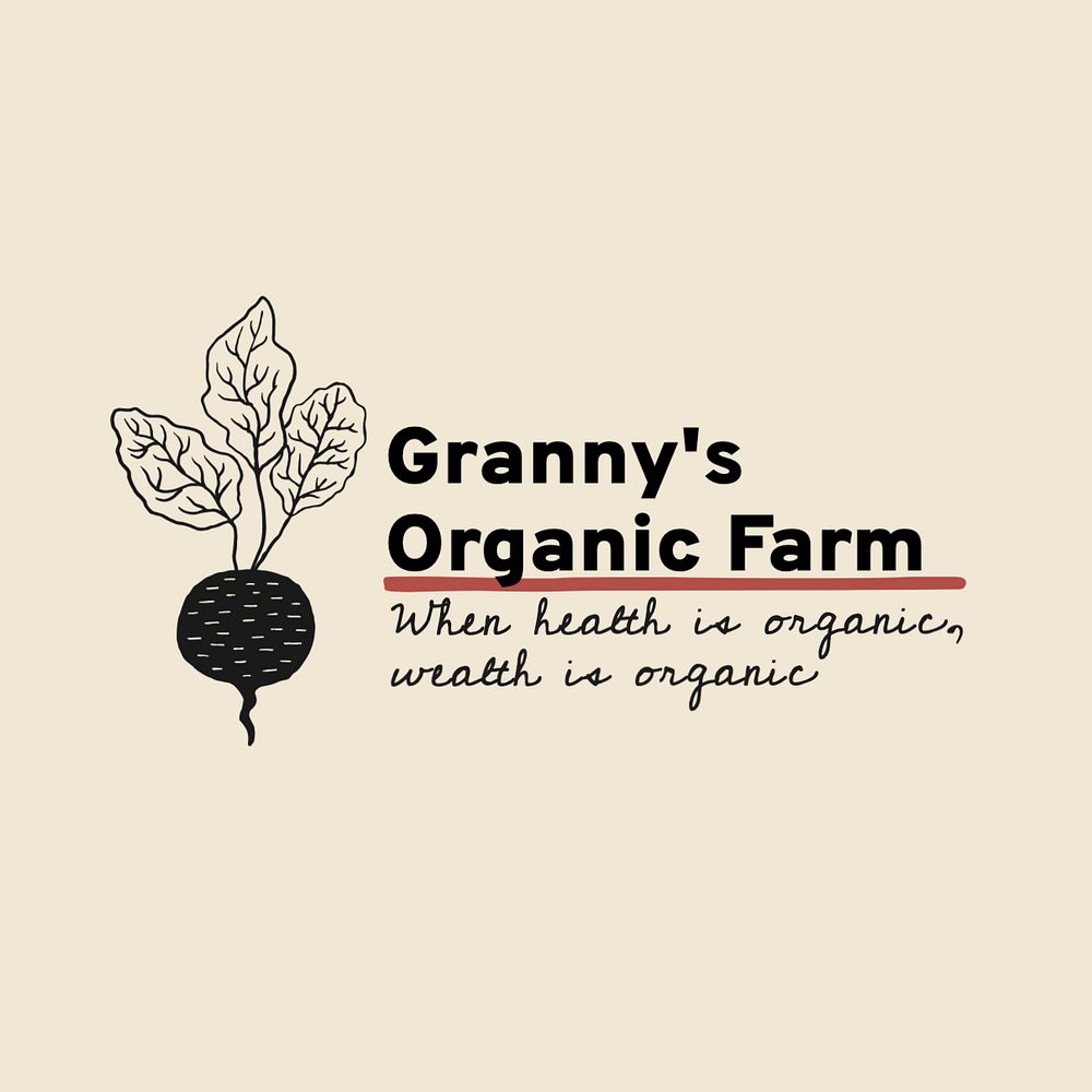 Organic farm logo template, editable text