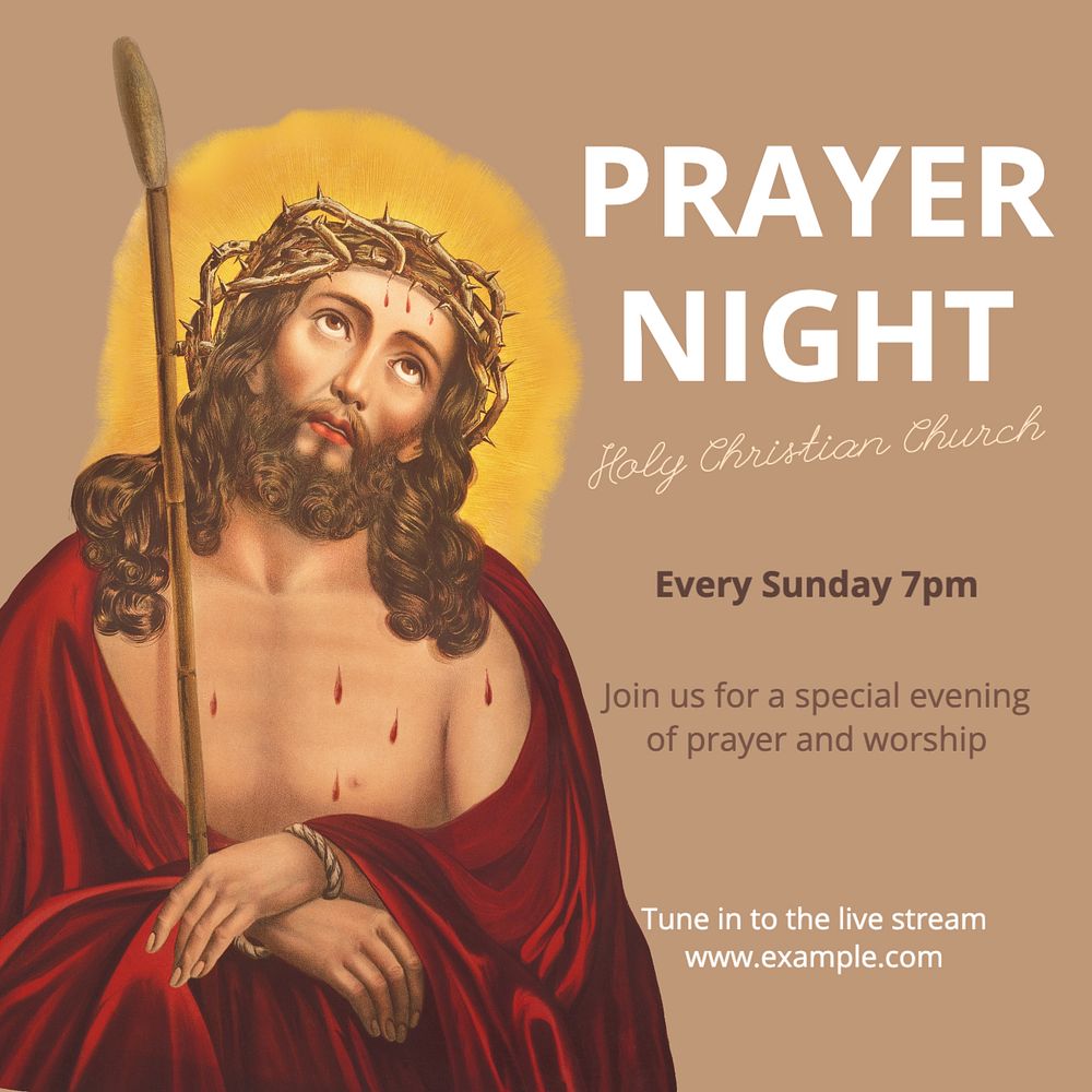 Prayer night Instagram post template, editable text