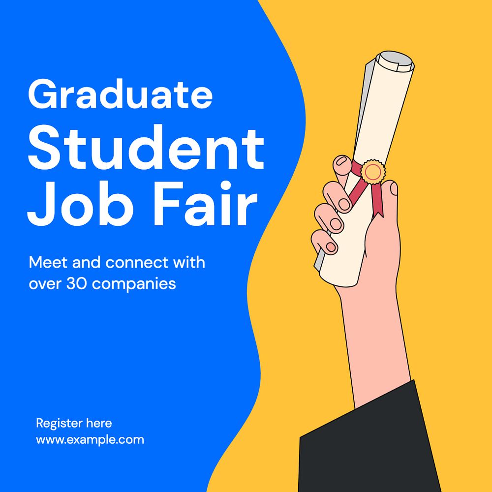 Graduate student job fair Instagram post template, editable text