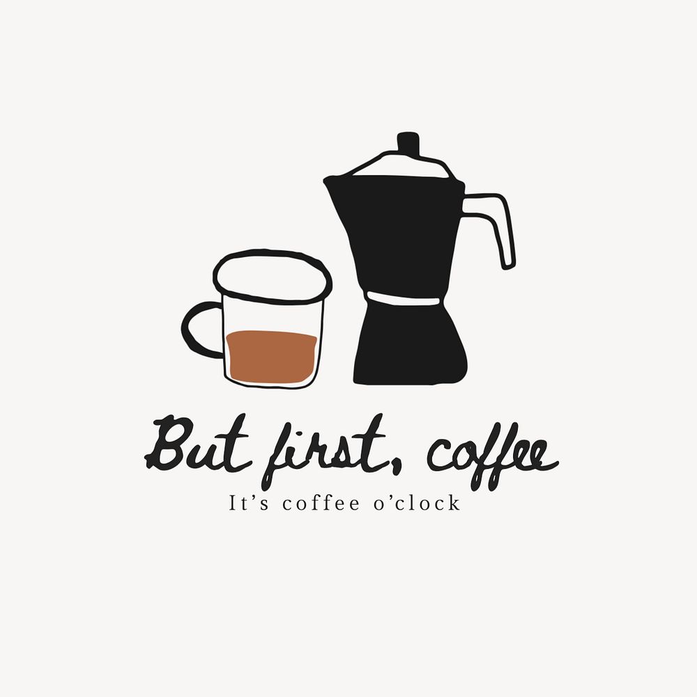 Coffee morning logo template, editable text