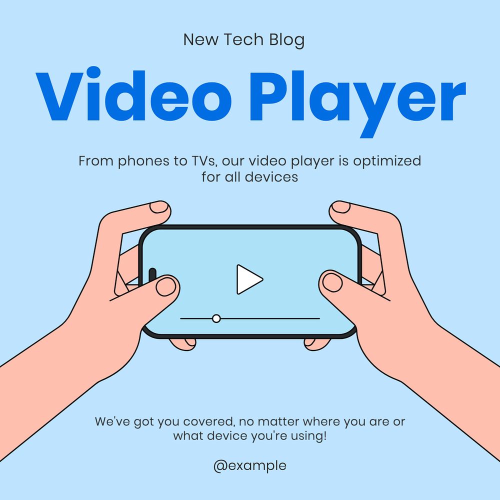 Video player streaming Instagram post template, editable text