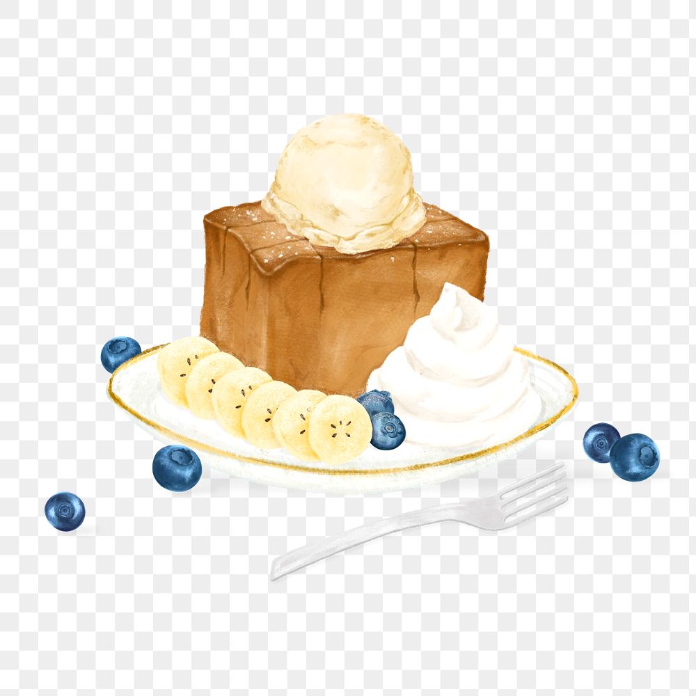 Banana honey toast, dessert png illustration, editable design