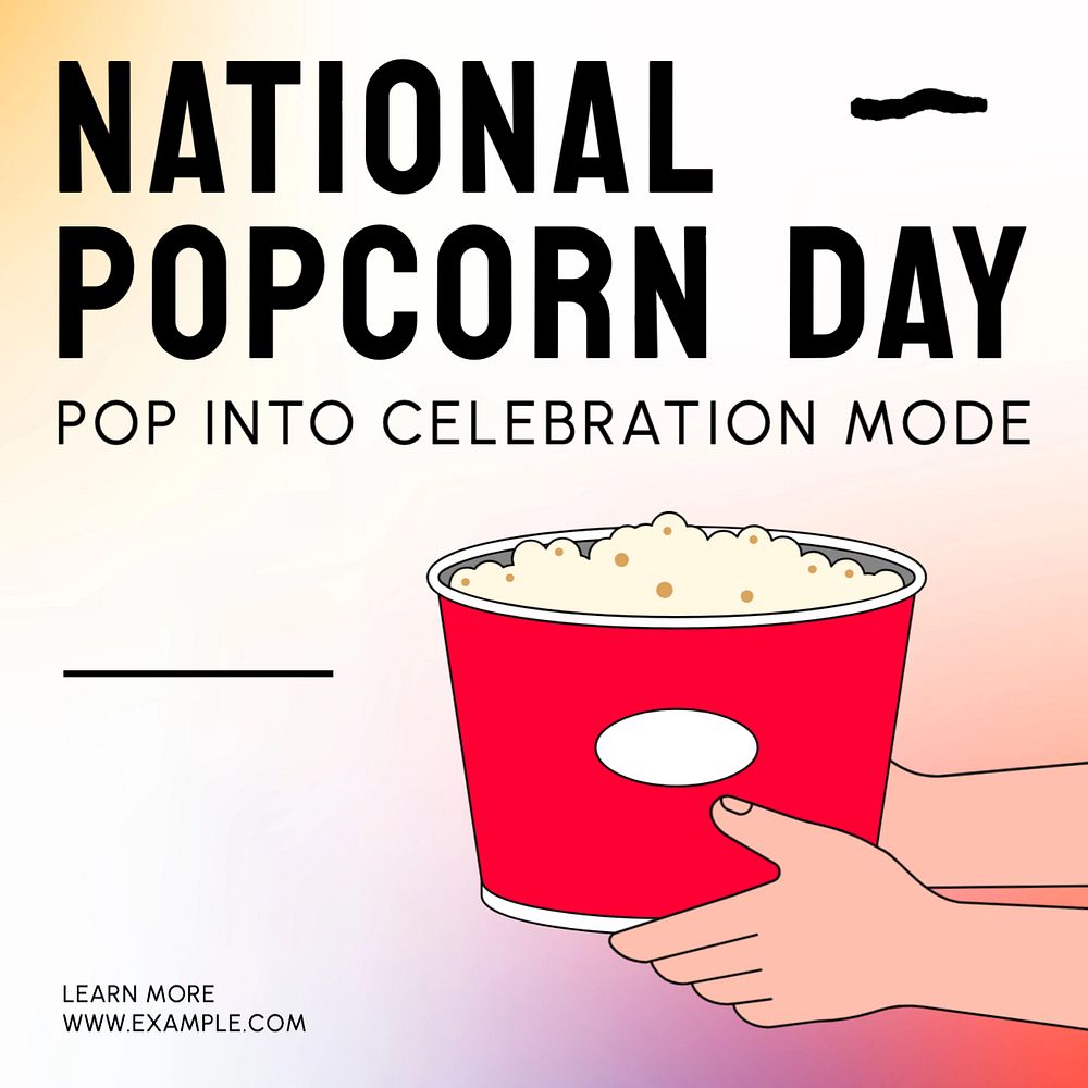 National popcorn day Instagram post template, editable text