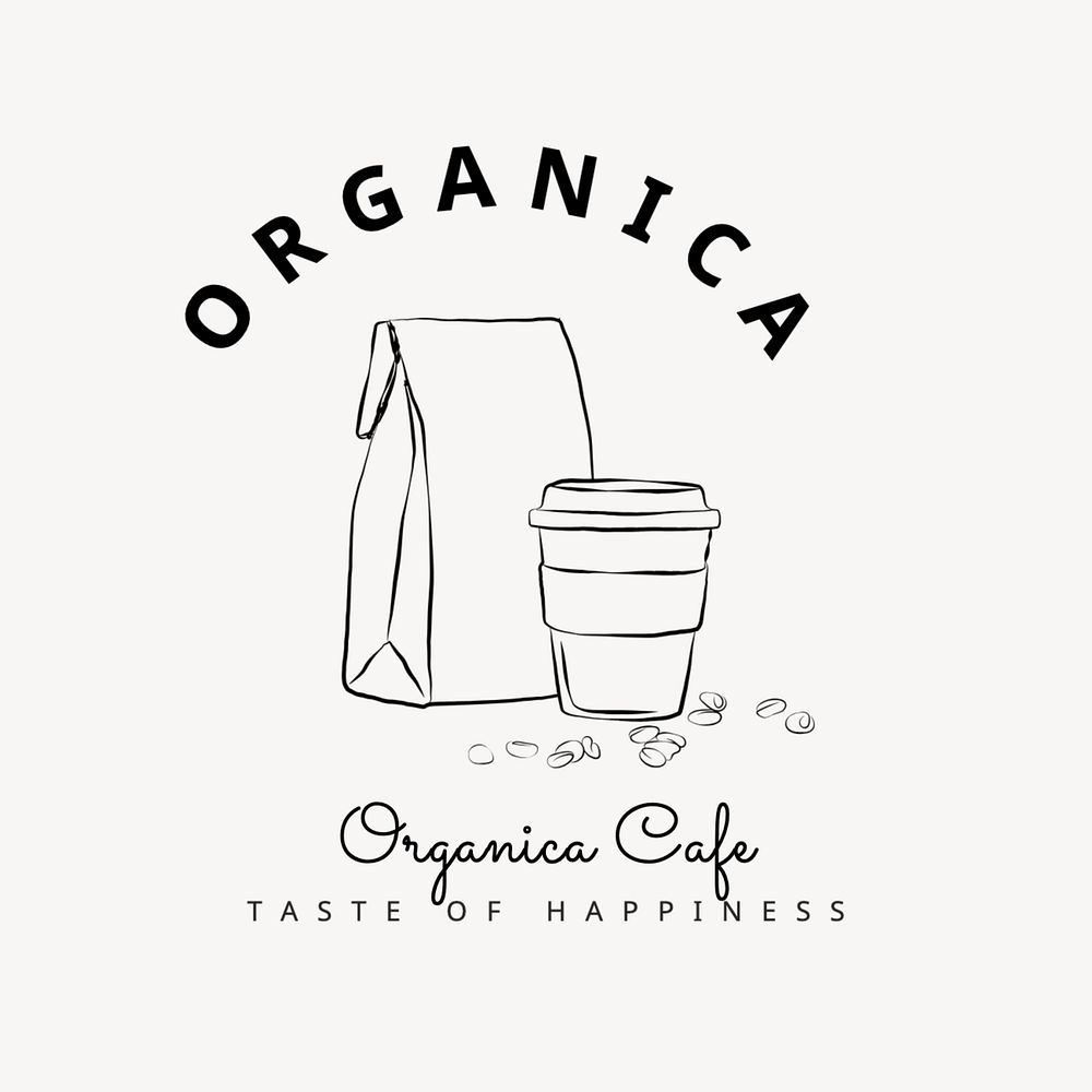 Coffee shop logo template, editable text