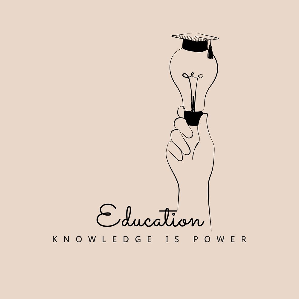 Knowledge is power logo template, editable text