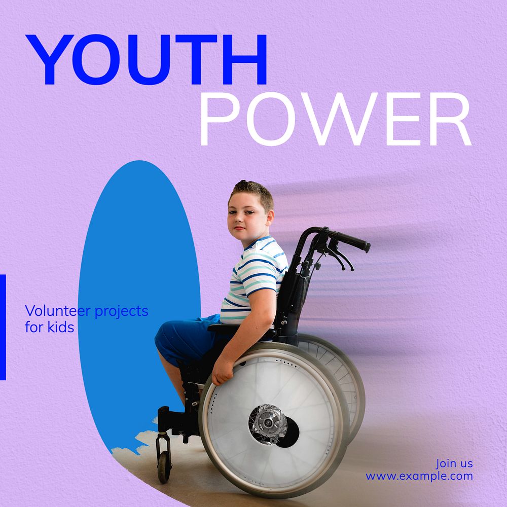 Youth power Instagram post template, editable text