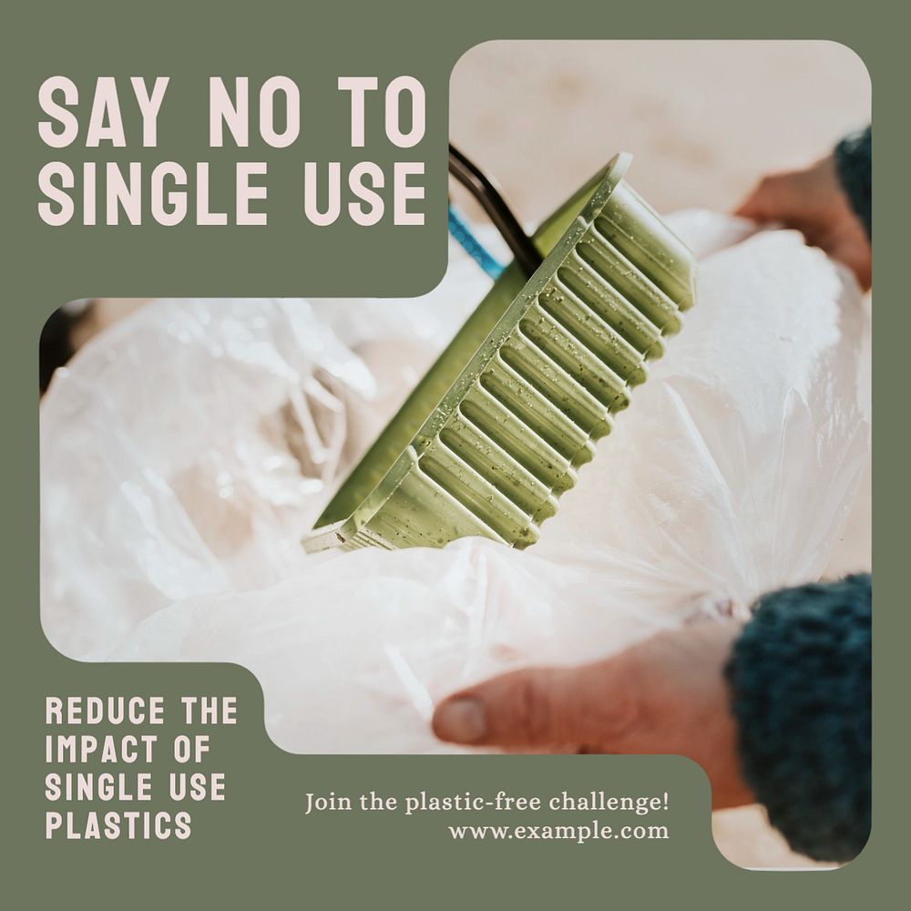 Single use plastic Instagram post template, editable text