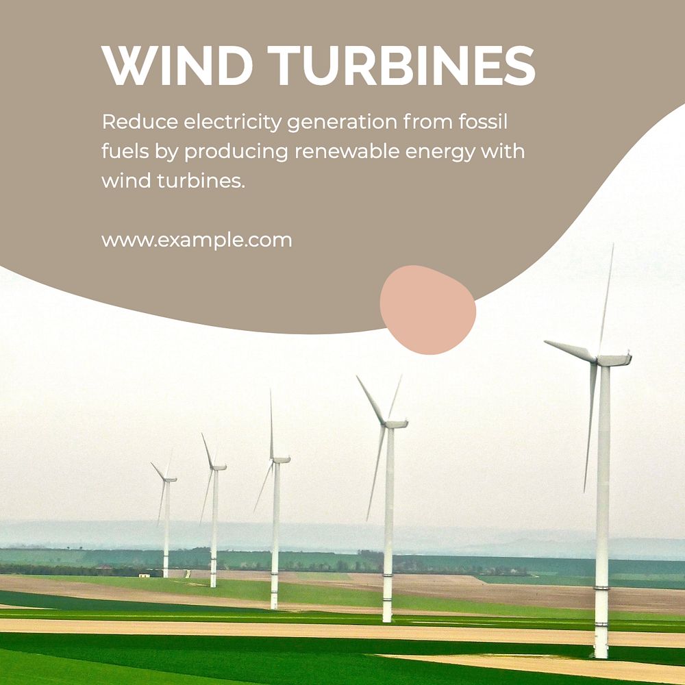 Wind turbines Instagram post template, editable text