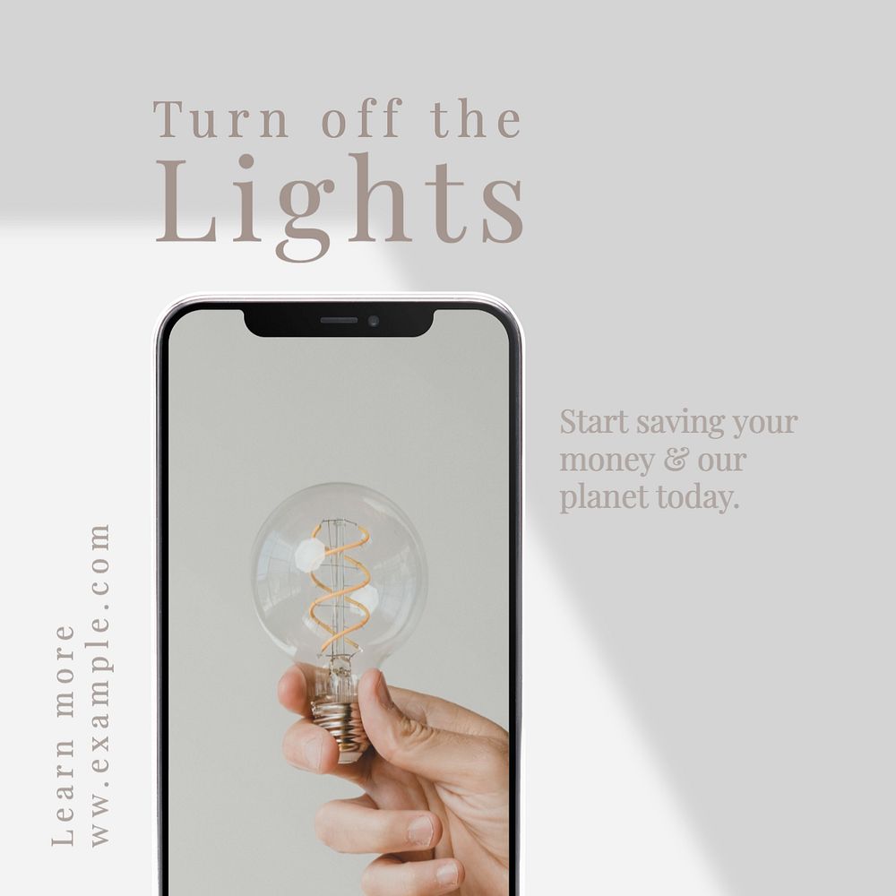 Lights & electricity off Instagram post template, editable text