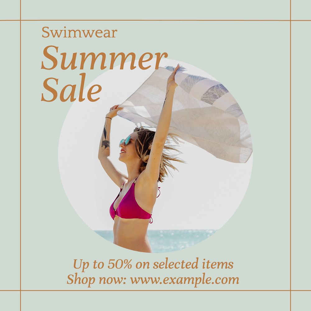 Summer sale Instagram post template, editable text