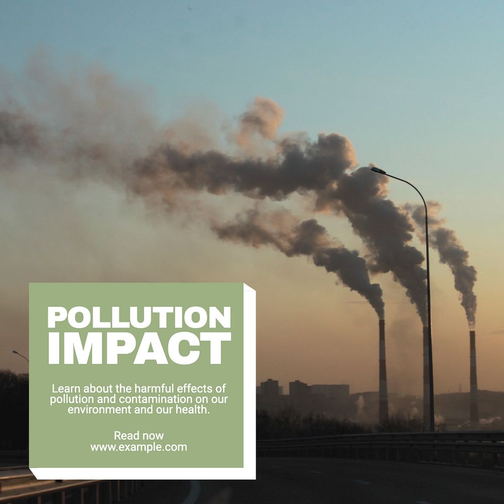 Pollution impact Instagram post template, editable text