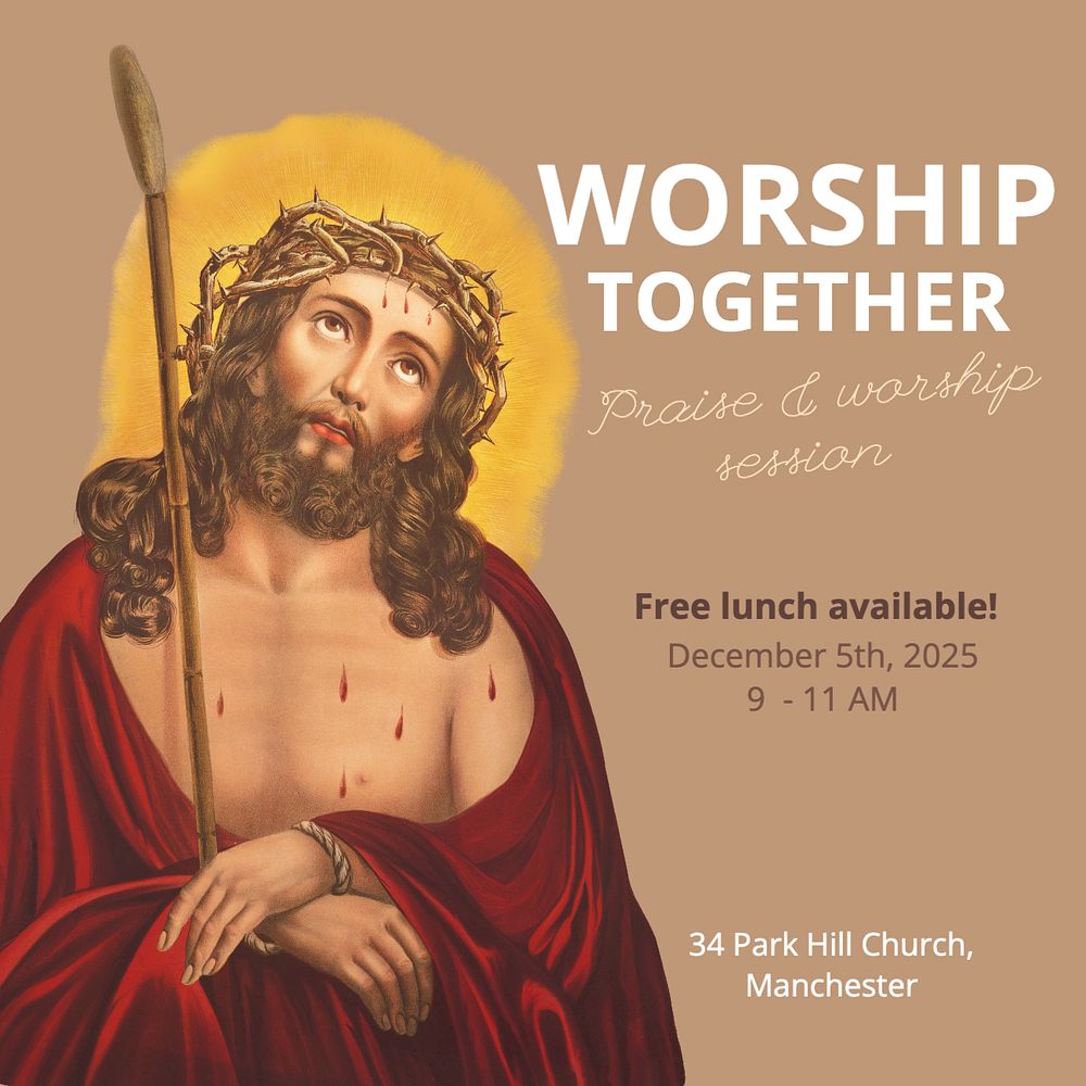 Worship session Instagram post template, editable text