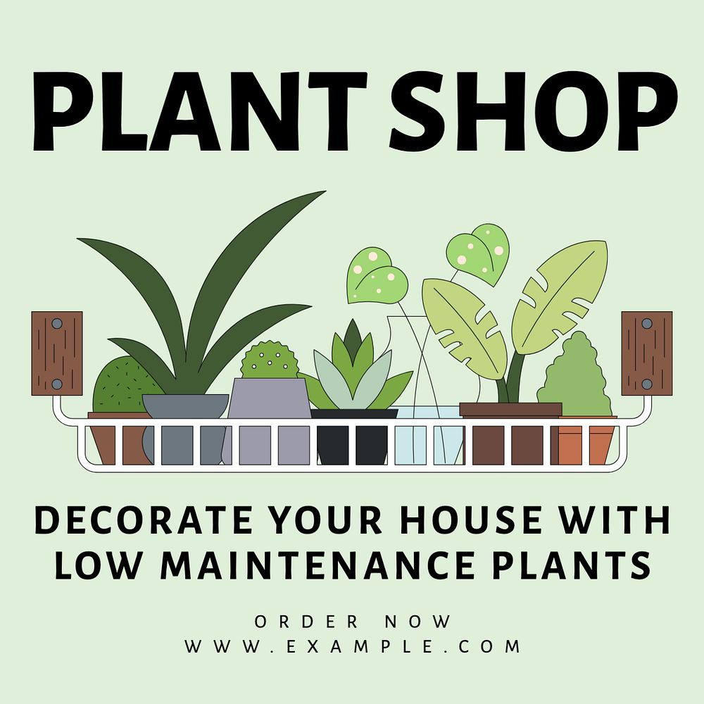 Plant shop Instagram post template, editable text