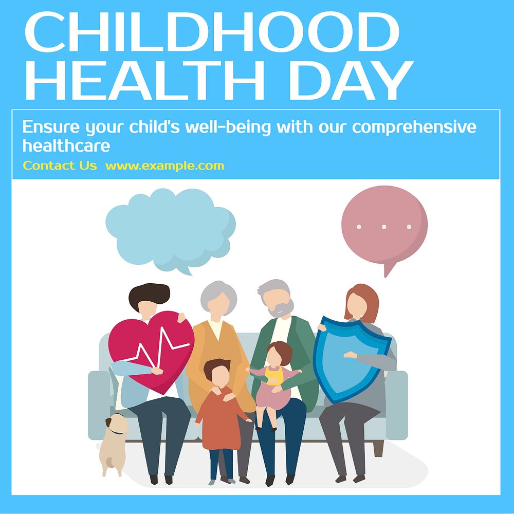 Childhood health day Instagram post template, editable text