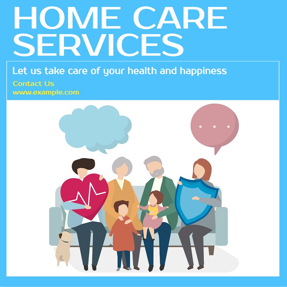 Home care services Instagram post template, editable text